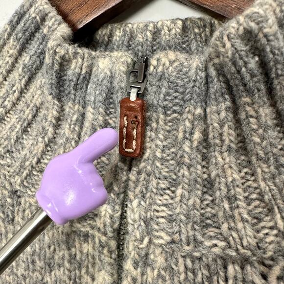 Maglione Valdoglio Italian ¼-Zip Gray & Cream Wool Sweater Men’s Size L/XL - Picture 8 of 8